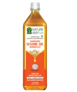 Natureway unrefined Agmark Grade -1 Wood Cold Pressed Til ,Sesame, Gingelly OIL 1 L | Kolhu / Kacchi Ghani/Ganuga / Zero Transfat Free / Helps for Lower Cholesterol / Natural Antioxidants | Chemical - Presarvatives Free For Cooking .