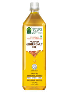 Natureway Unrefined Agmark Grade -1 Wood Cold Pressed (Groundnut Peanuts) Oil 1 L | Kolhu/Kacchi Ghani/Ganuga/Chekku /Zero Transfat Free/Helps for Lower Cholesterol/Natural Antioxidants | Chemical - Presarvatives Free For Cooking…
